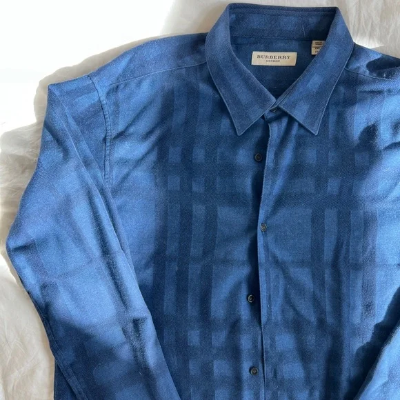 Blue burberry button up deals
